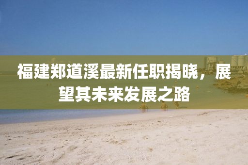 福建鄭道溪最新任職揭曉，展望其未來發(fā)展之路