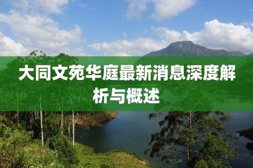 大同文苑華庭最新消息深度解析與概述