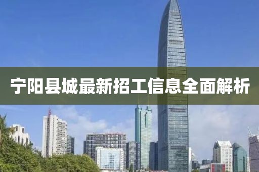 寧陽縣城最新招工信息全面解析