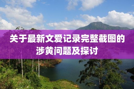 關于最新文愛記錄完整截圖的涉黃問題及探討