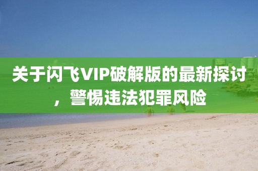 關于閃飛VIP破解版的最新探討，警惕違法犯罪風險