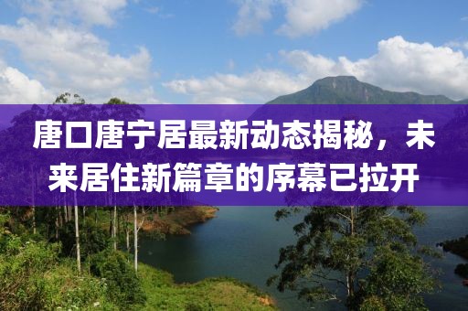 唐口唐寧居最新動(dòng)態(tài)揭秘，未來(lái)居住新篇章的序幕已拉開(kāi)
