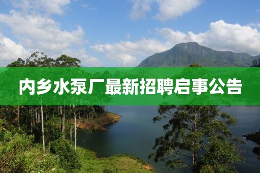 內(nèi)鄉(xiāng)水泵廠最新招聘啟事公告