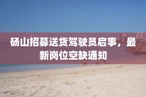 碭山招募送貨駕駛員啟事，最新崗位空缺通知