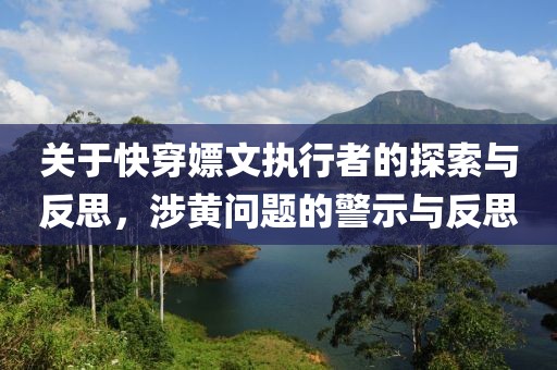 關(guān)于快穿嫖文執(zhí)行者的探索與反思，涉黃問(wèn)題的警示與反思