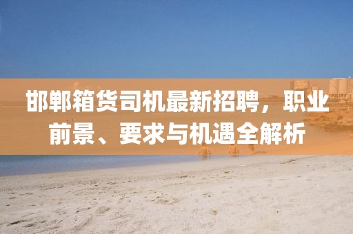 邯鄲箱貨司機(jī)最新招聘，職業(yè)前景、要求與機(jī)遇全解析