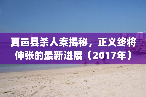 夏邑縣殺人案揭秘，正義終將伸張的最新進展（2017年）